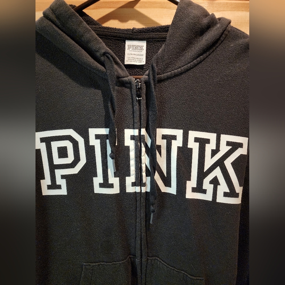 PINK Victoria's Secret Black Zip-Up Sweater